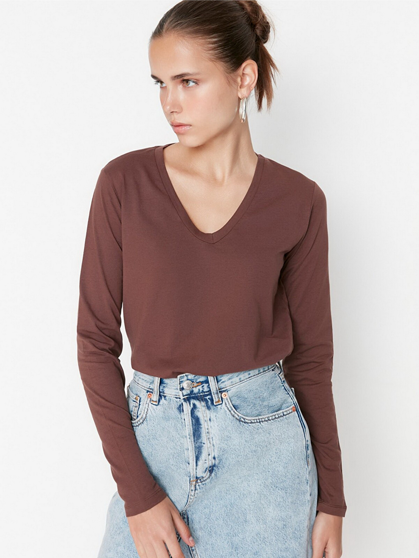 Лонгслив Trendyol модель TWOAW21TS0099/Kahverengi Фото