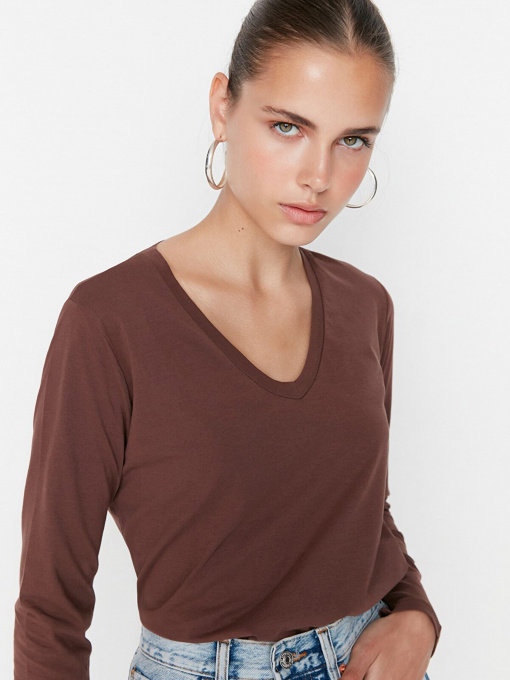 Лонгслів Trendyol модель TWOAW21TS0099/Kahverengi Фото
