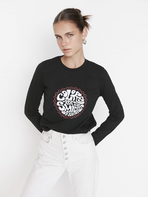 Лонгслив Trendyol модель TWOAW23TS00021/Siyah Фото