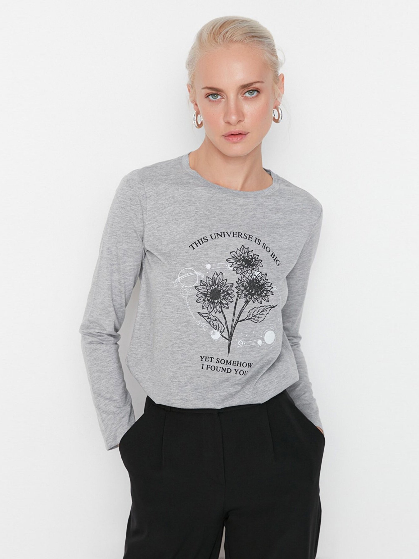 Лонгслив Trendyol модель TWOAW23TS00047/Gri Фото