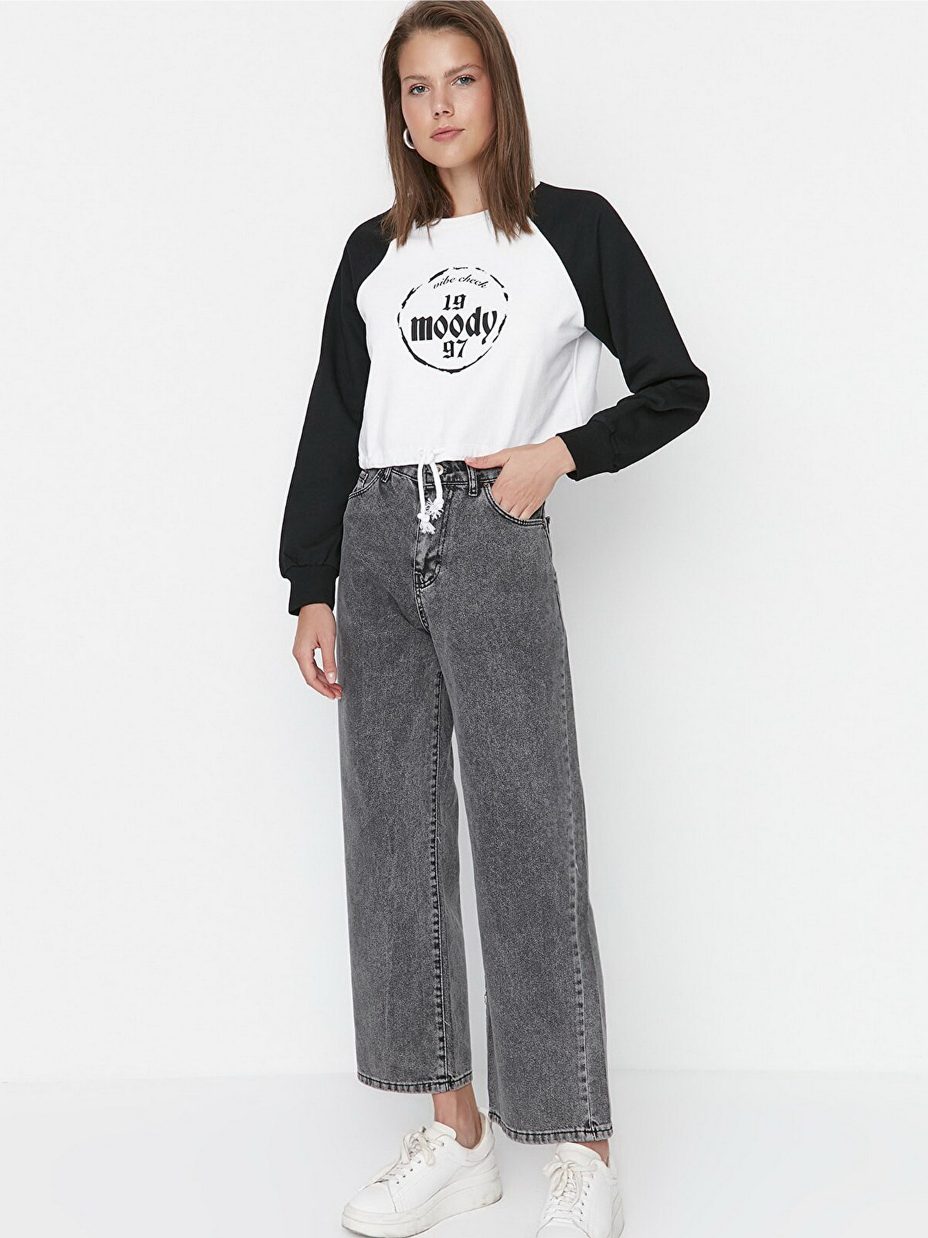 Широкі джинси Trendyol модель TCTAW23JE00069/Gri Фото