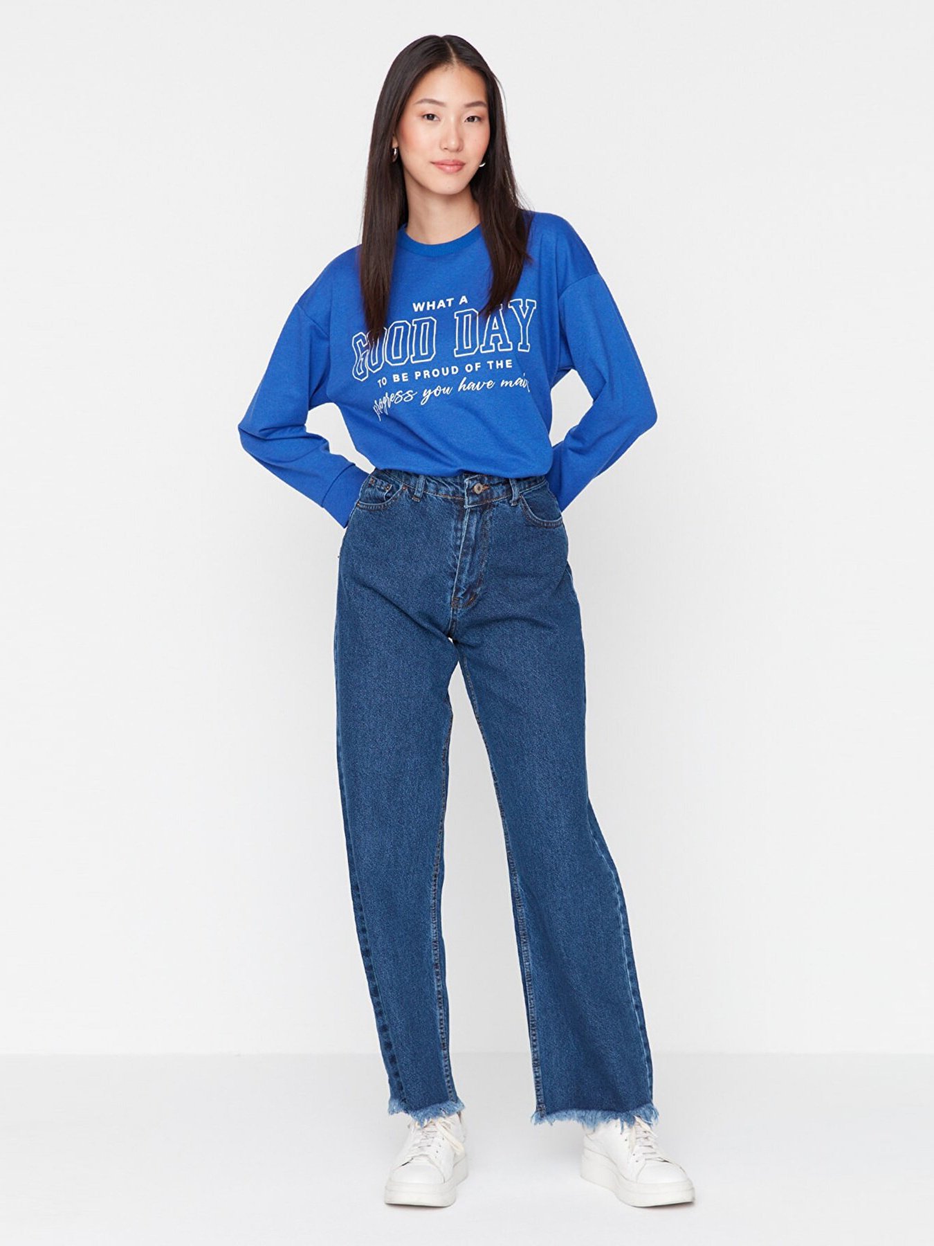 Широкие джинсы Trendyol модель TCTAW23JE00072/Lacivert Фото