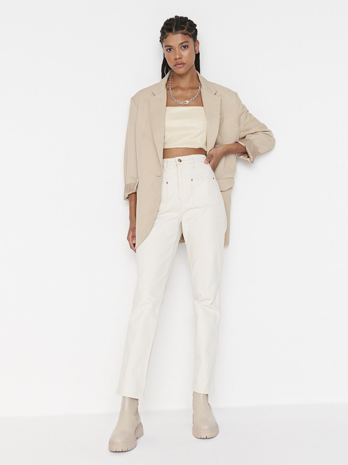 Завужені джинси Trendyol модель TWOAW22JE0446/Ekru Фото