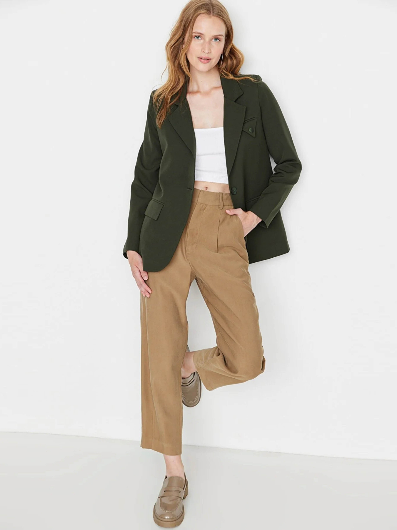 Блейзер Trendyol модель TWOAW23BC00046/Haki Фото