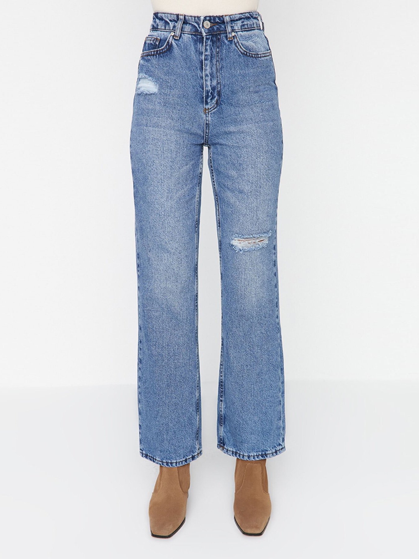 Широкі джинси Trendyol модель TWOAW23JE00141/Mavi Широкі джинси Trendyol модель TWOAW23JE00141/Mavi Фото