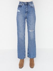 Широкі джинси Trendyol модель TWOAW23JE00141/Mavi Широкі джинси Trendyol модель TWOAW23JE00141/Mavi Фото