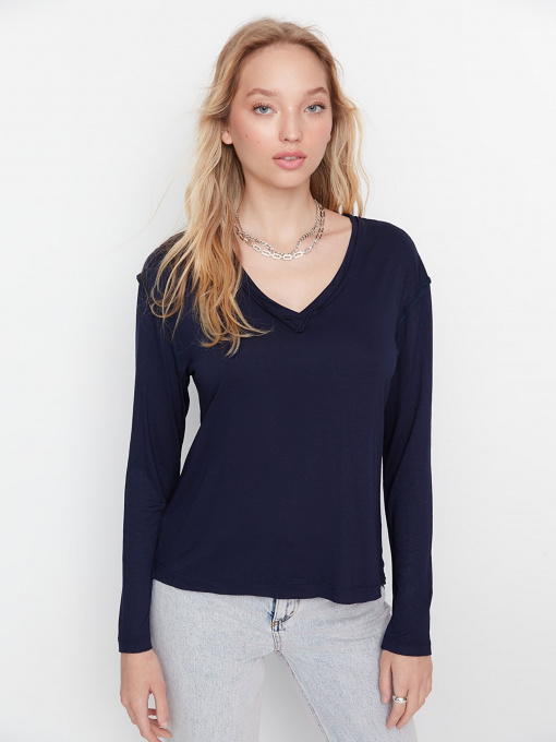 Лонгслив Trendyol модель TWOAW23TS00055/Lacivert Фото