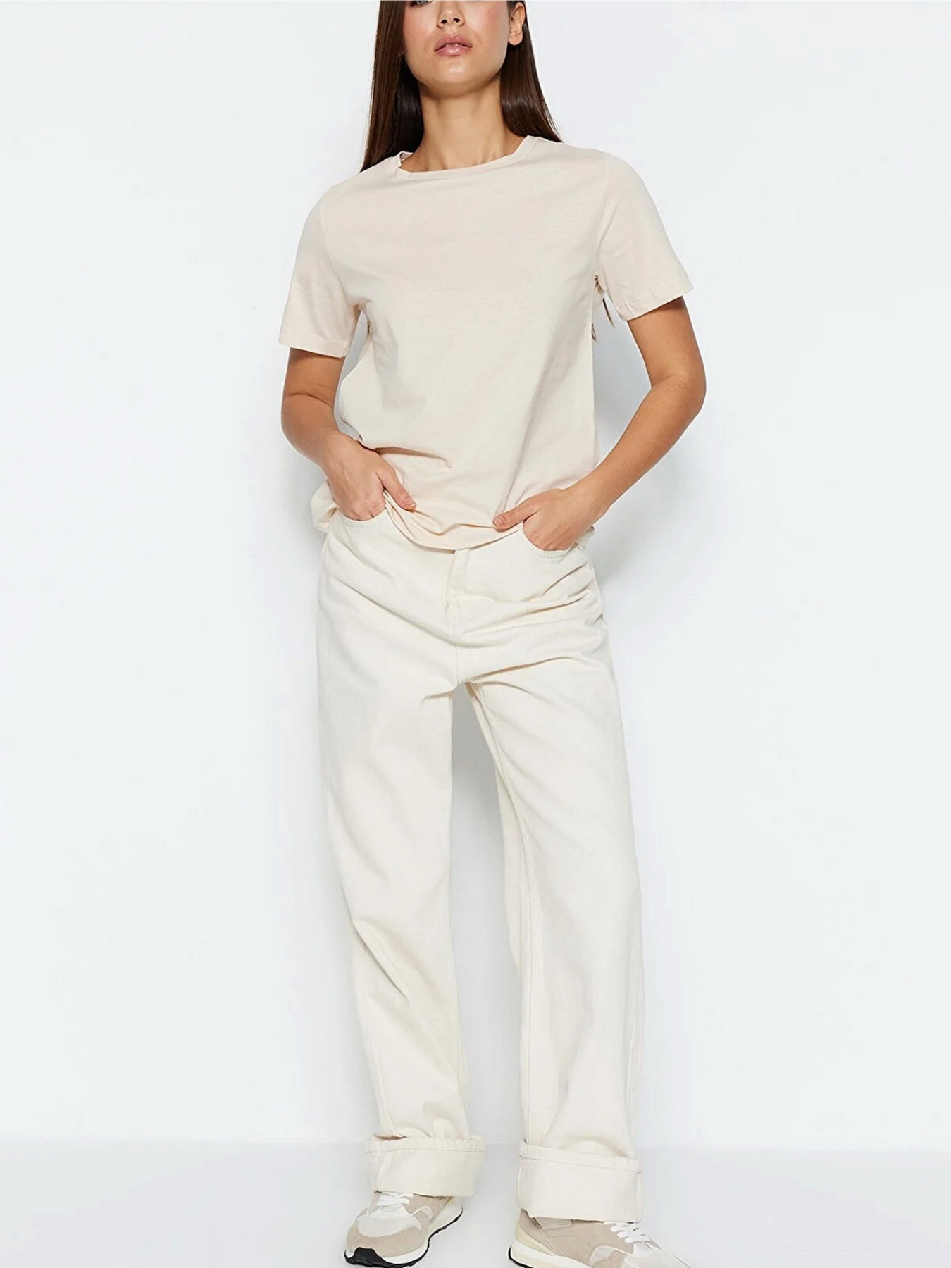 Футболка Trendyol модель TWOSS23TS00000/Acik Bej Фото