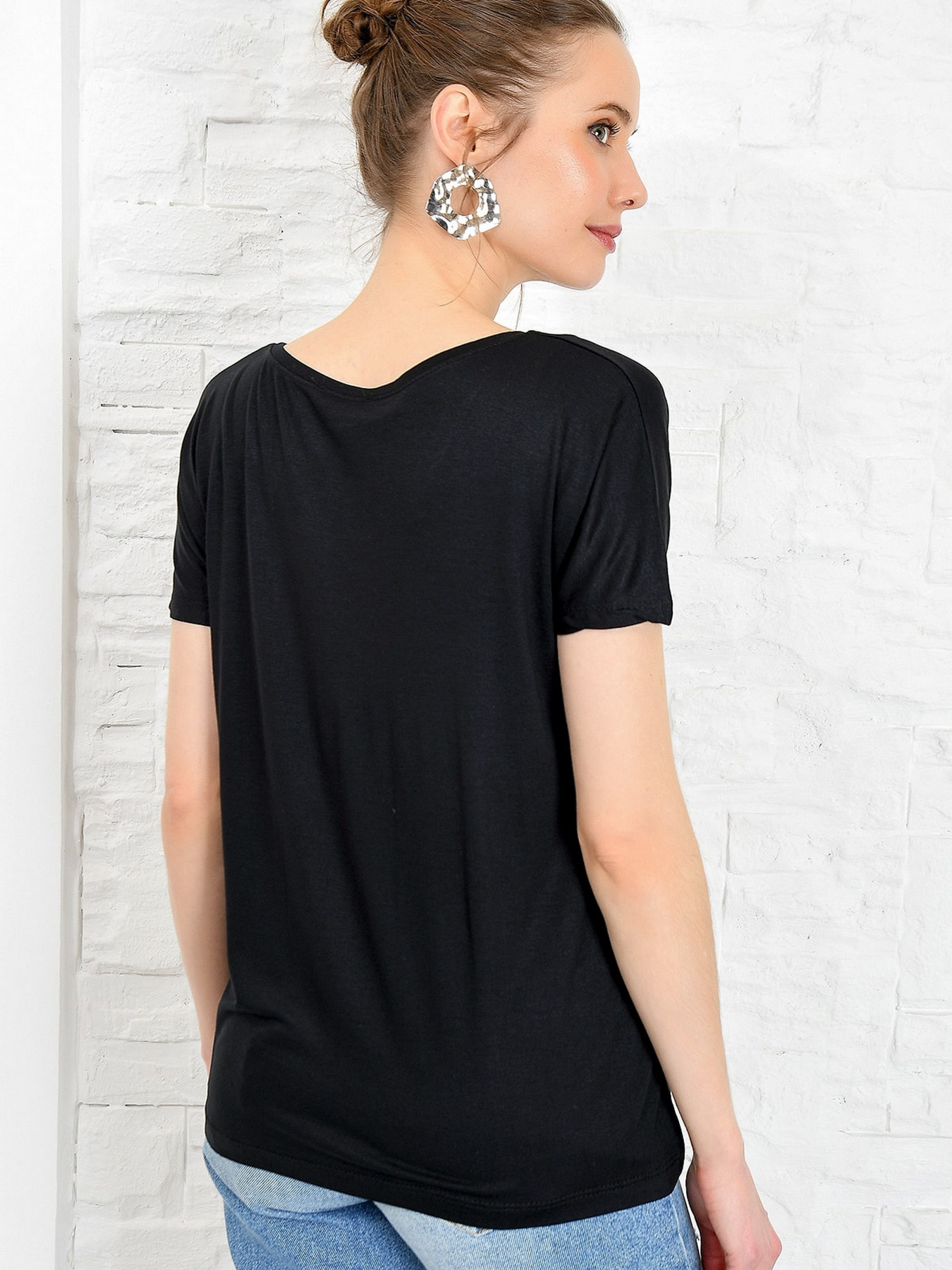 Набір футболок Trend Alacati Stili модель ALC-1045-2TKM/Siyah-Beyaz Фото