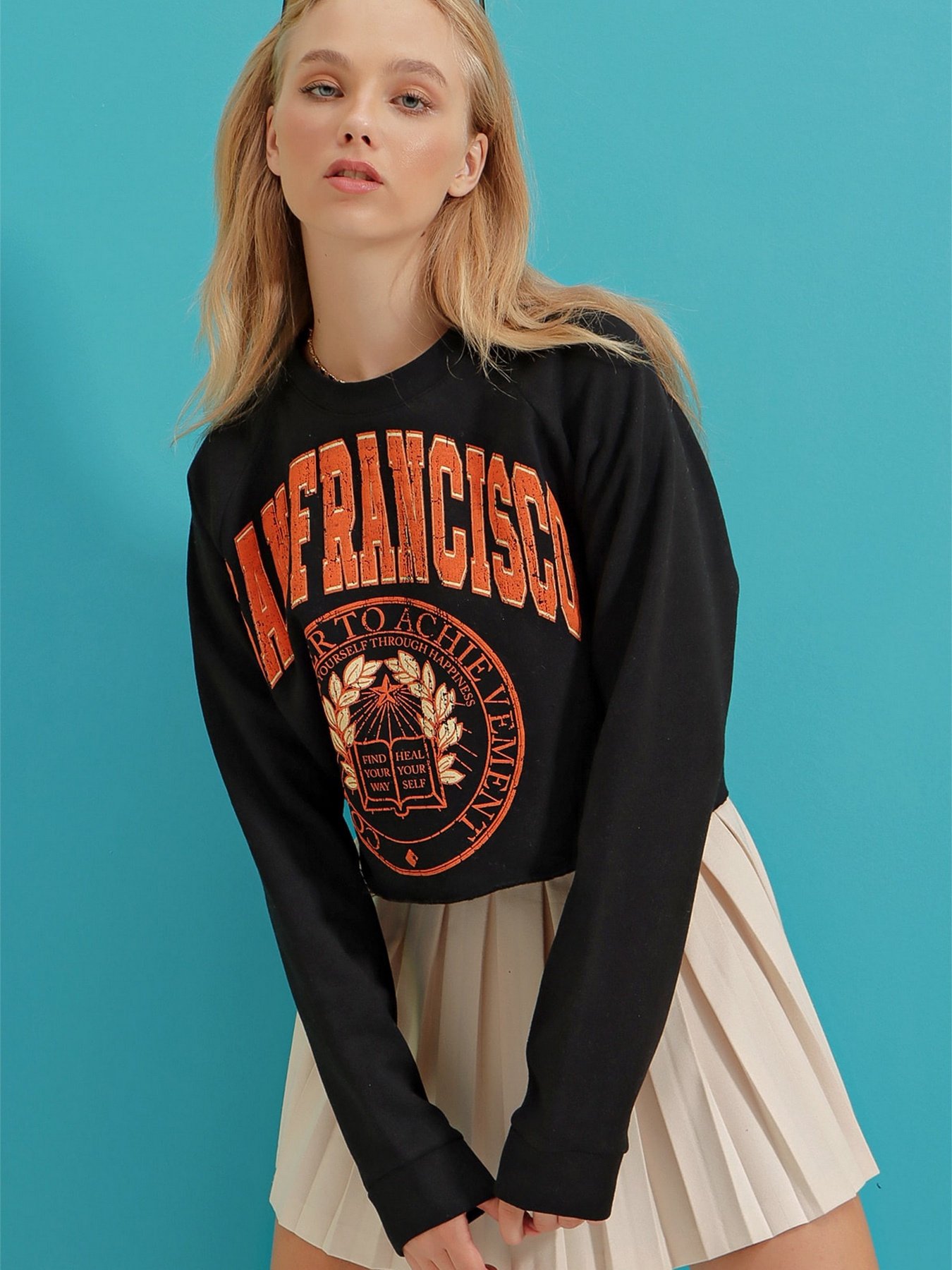 Світшот Trend Alacati Stili модель ALC-774-002/Siyah Світшот Trend Alacati Stili модель ALC-774-002/Siyah Фото