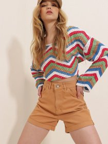 Шорты джинсовые Trend Alacati Stili модель ALC-X5938/Camel Фото