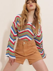 Шорты джинсовые Trend Alacati Stili модель ALC-X5938/Camel Фото