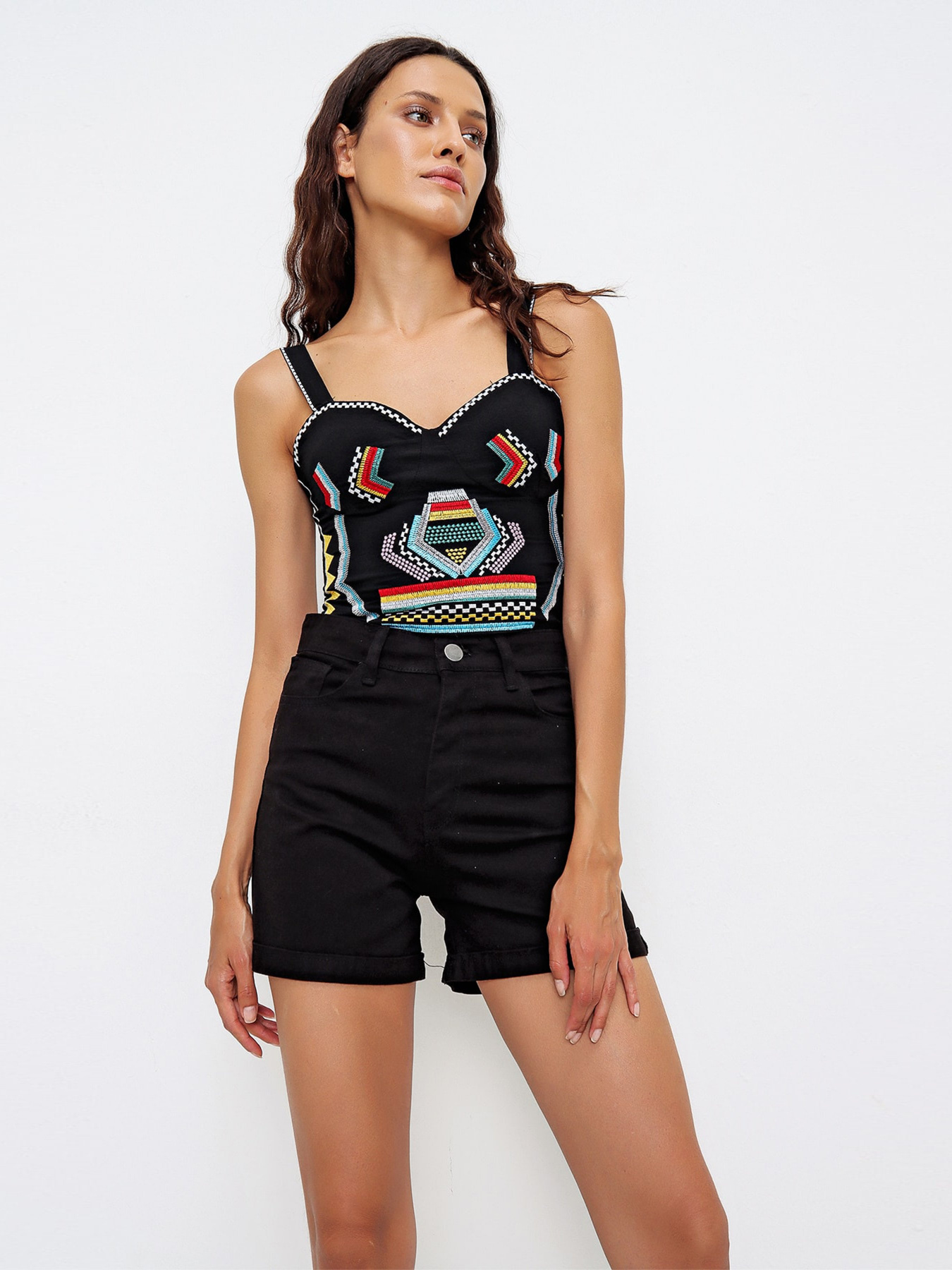 Шорты джинсовые Trend Alacati Stili модель ALC-X5938/Siyah Фото