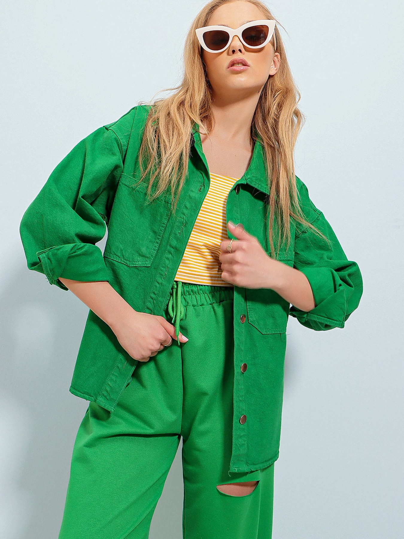 Джинсова куртка Trend Alacati Stili модель ALC-X8152/Yesil Фото