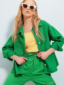 Джинсова куртка Trend Alacati Stili модель ALC-X8152/Yesil Фото