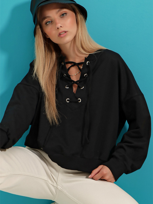 Свитшот Trend Alacati Stili модель MDA-1029/Siyah Фото