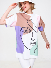 Футболка Trend Alacati Stili модель MDA-1106/Pudra Фото