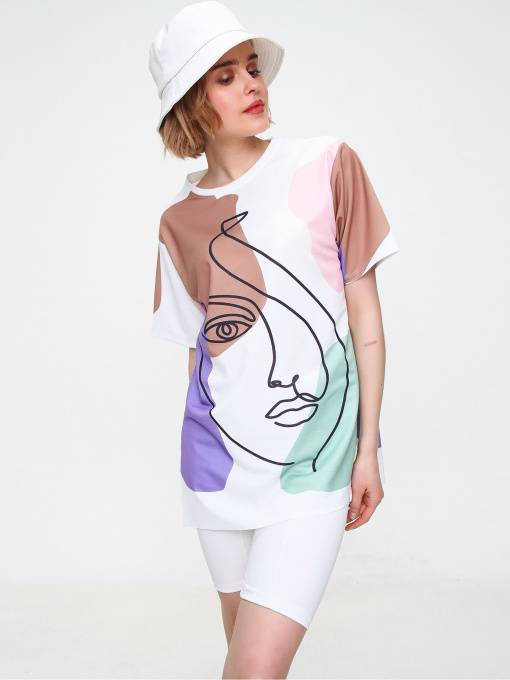 Футболка Trend Alacati Stili Модель MDA-1106/Pudra Фото