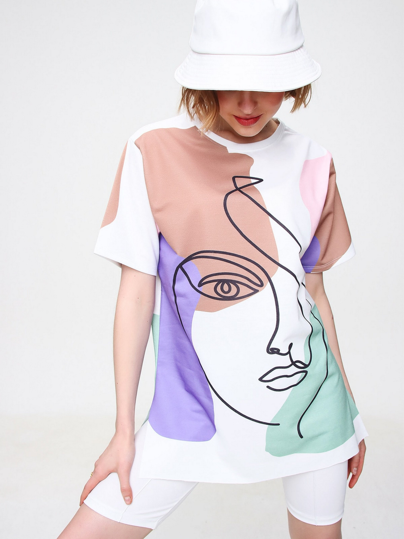 Футболка Trend Alacati Stili модель MDA-1106/Pudra Фото