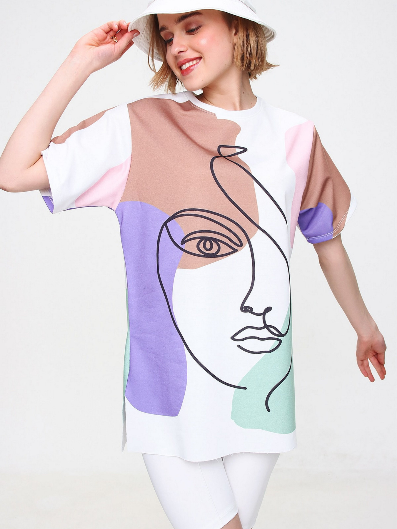 Футболка Trend Alacati Stili модель MDA-1106/Pudra Фото