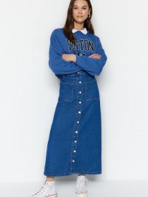 Джинсовая юбка Trendyol модель TCTSS23EE00002/Koyu Mavi Фото