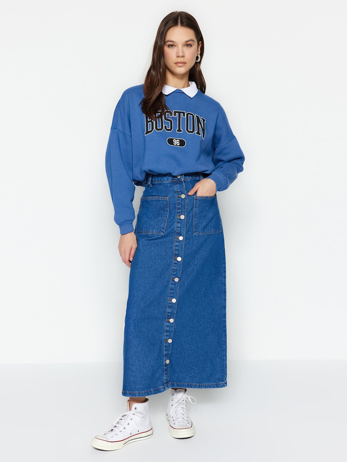 Юбки Trendyol модель TCTSS23EE00002/Koyu Mavi Фото