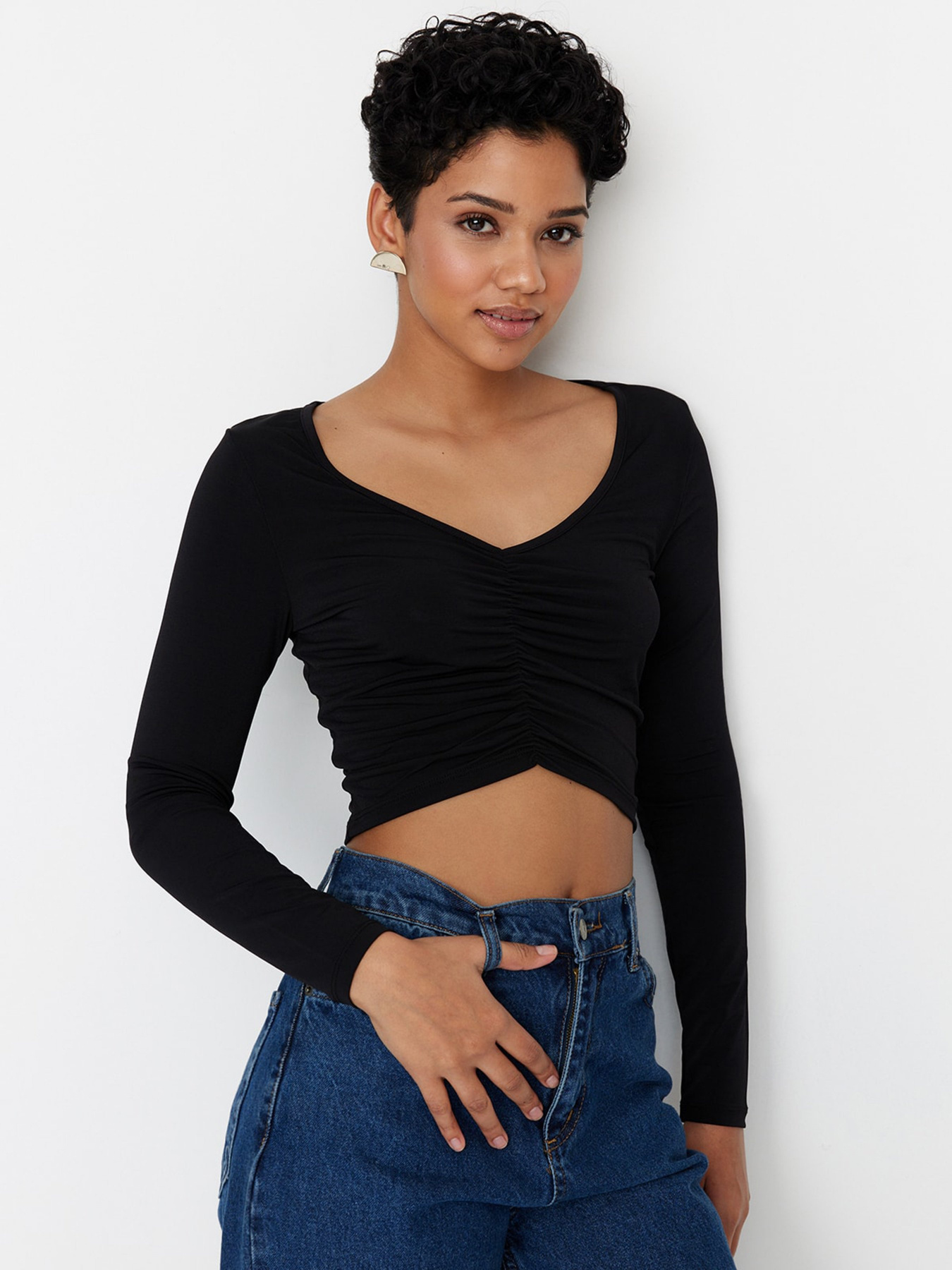 Топ Trendyol модель TWOSS23BZ00195/Siyah Фото