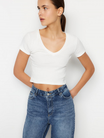 Топ Trendyol модель TWOSS23BZ00389/Beyaz-Yesil Фото