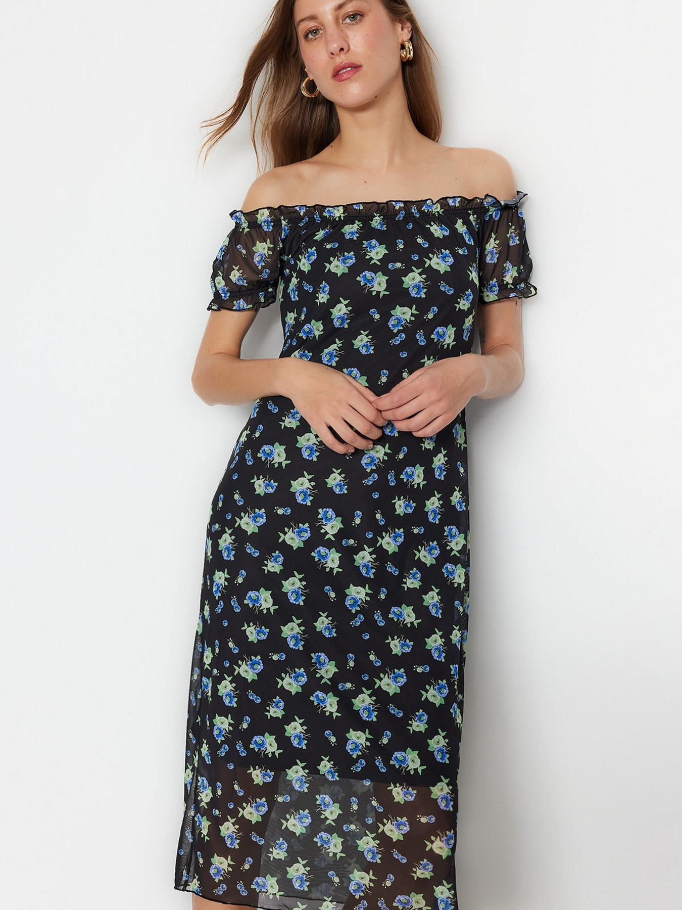 Платье миди Trendyol модель TWOSS23EL00424/Siyah Фото