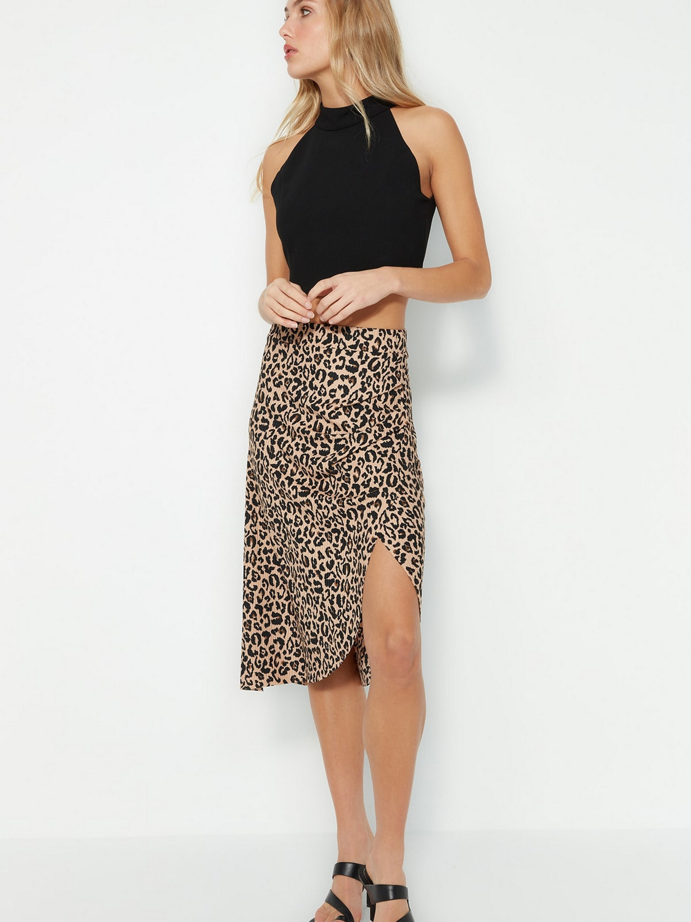 Юбка миди Trendyol модель TWOSS23ET00104/Kahverengi Фото