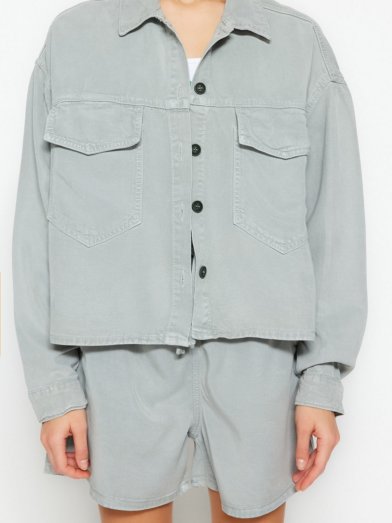 Джинсова куртка Trendyol модель TWOSS23GO00428/Mint Фото