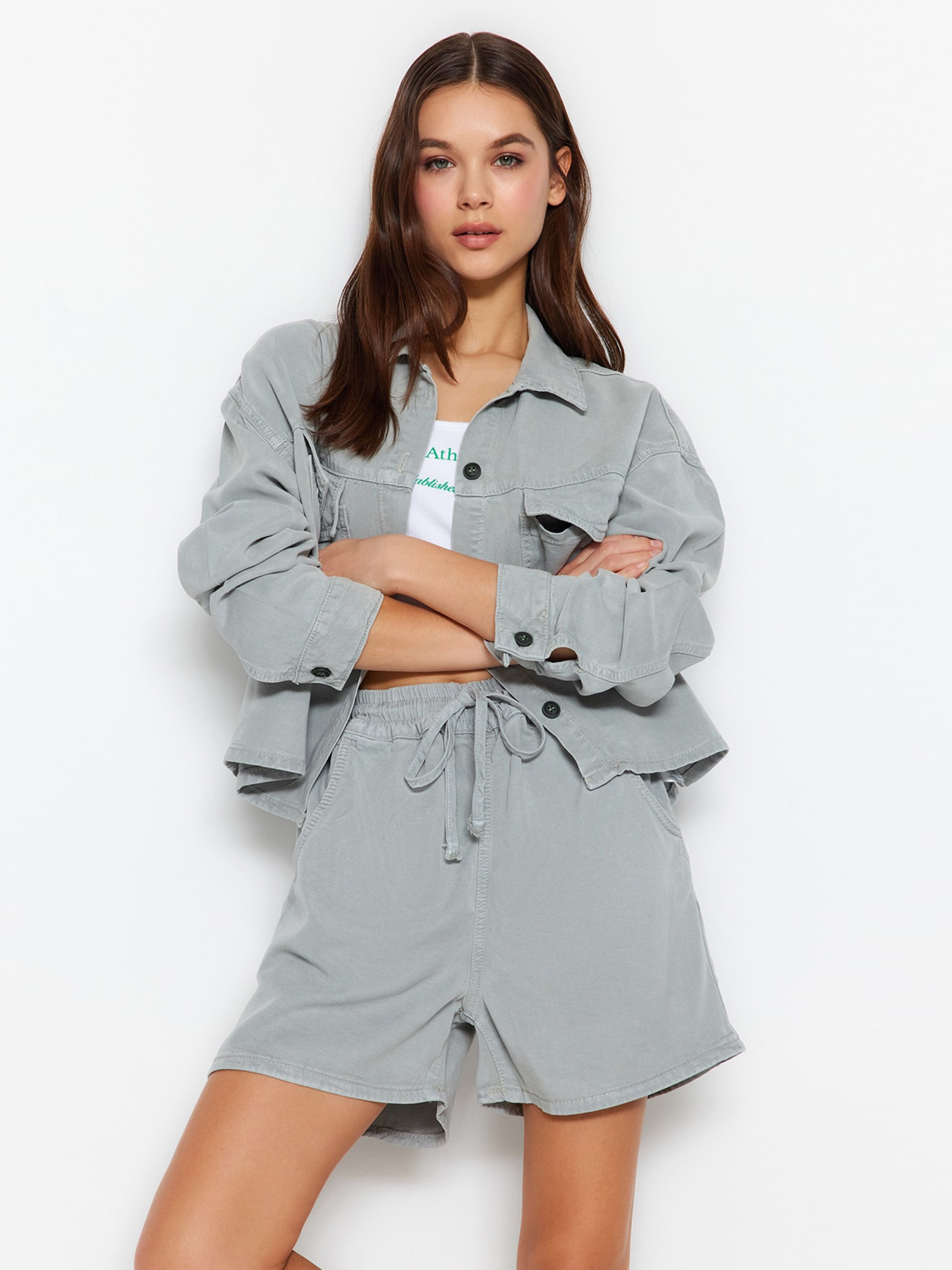 Джинсова куртка Trendyol модель TWOSS23GO00428/Mint Фото