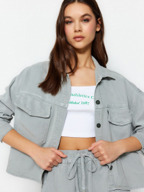 Джинсова куртка Trendyol модель TWOSS23GO00428/Mint Фото