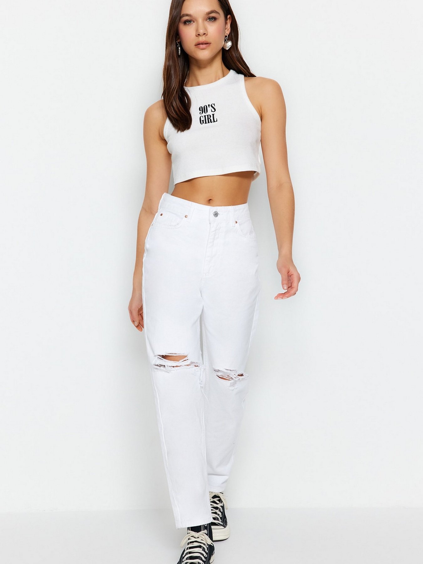 Широкие джинсы Trendyol модель TWOSS23JE00274/Beyaz Фото