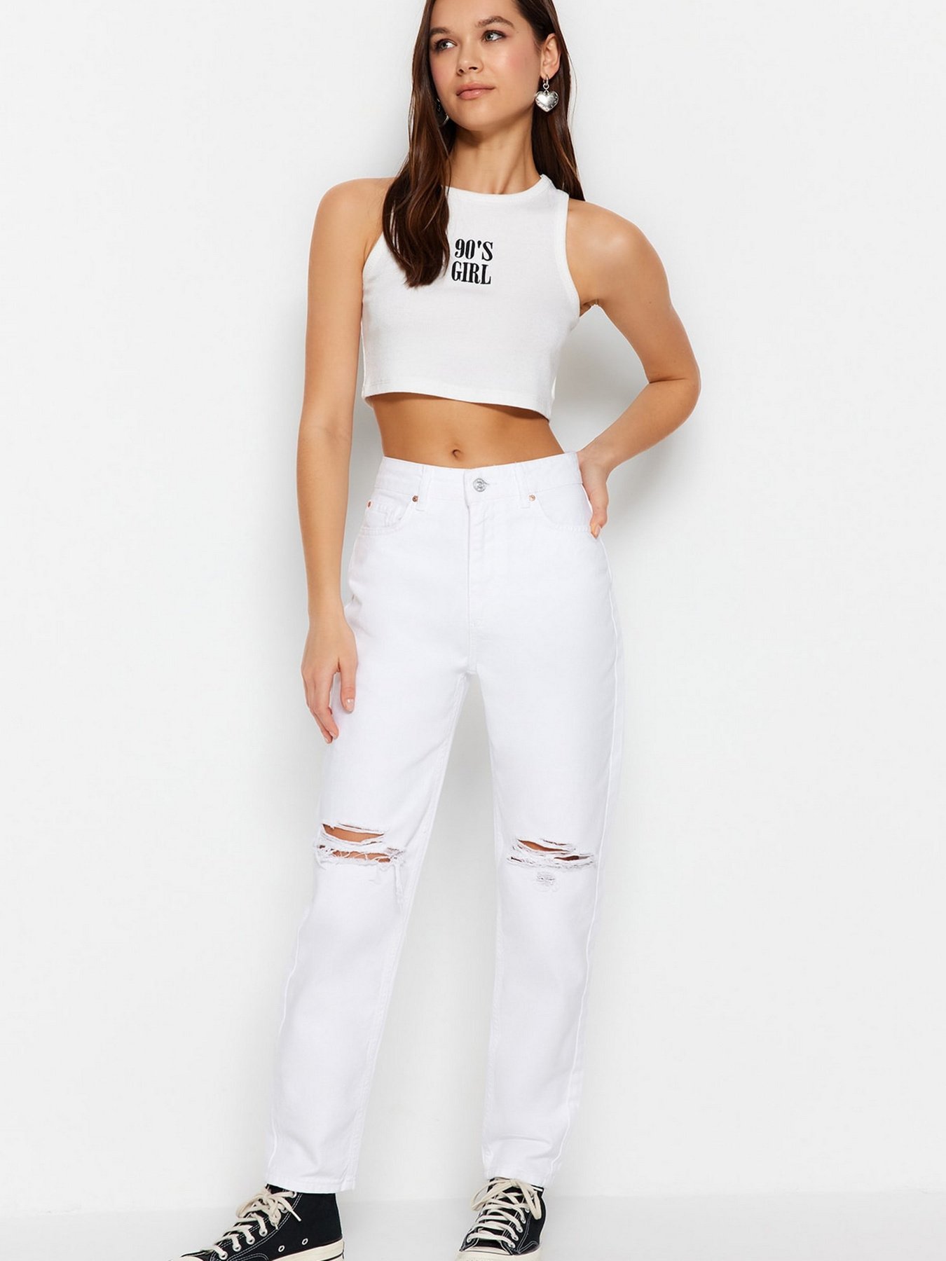 Широкие джинсы Trendyol модель TWOSS23JE00274/Beyaz Фото