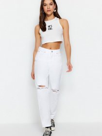 Широкие джинсы Trendyol модель TWOSS23JE00274/Beyaz Фото