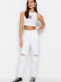 Широкі джинси Trendyol модель TWOSS23JE00274/Beyaz Фото