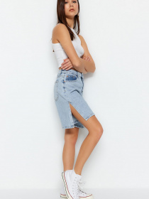 Шорты джинсовые Trendyol модель TWOSS23SR00267/Acik Mavi Фото