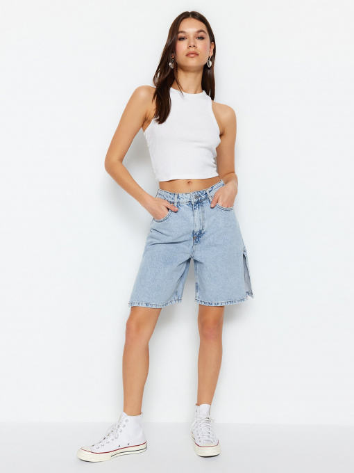 Шорти джинсові Trendyol Модель TWOSS23SR00267/Acik Mavi Фото