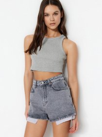 Шорти джинсові Trendyol модель TWOSS23SR00268/Gri Фото