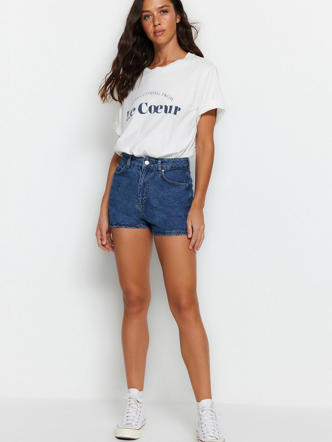 Шорти джинсові Trendyol модель TWOSS23SR00312/Mavi Фото