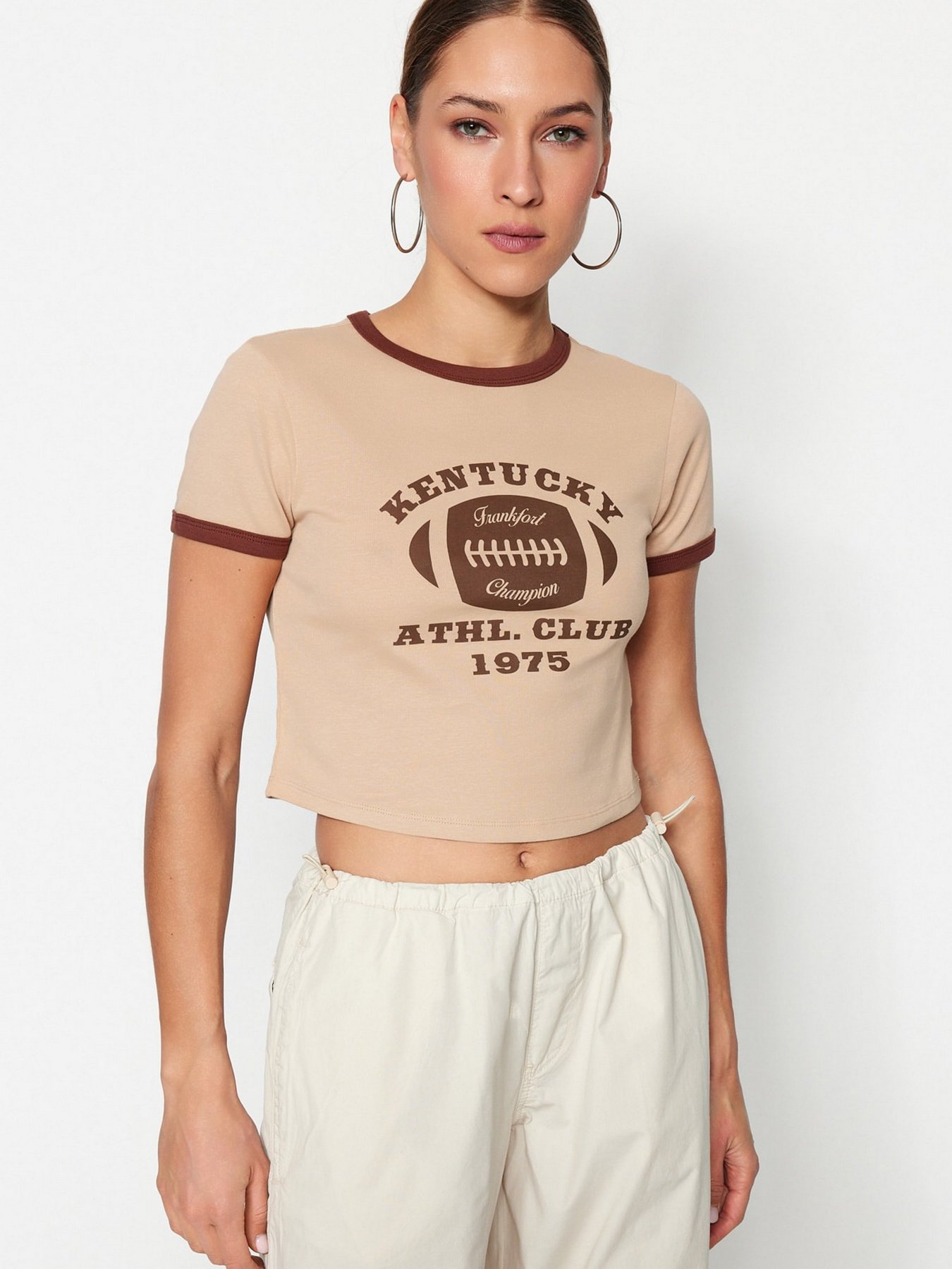 Футболка Trendyol модель TWOSS23TS00100/Bej Фото