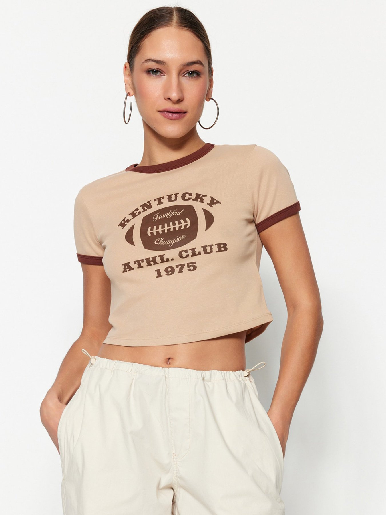 Футболка Trendyol модель TWOSS23TS00100/Bej Фото