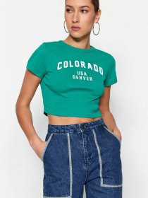 Футболка Trendyol модель TWOSS23TS00101/Yesil Фото