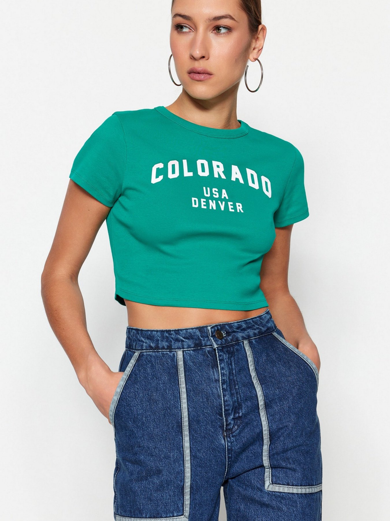 Футболка Trendyol модель TWOSS23TS00101/Yesil Фото