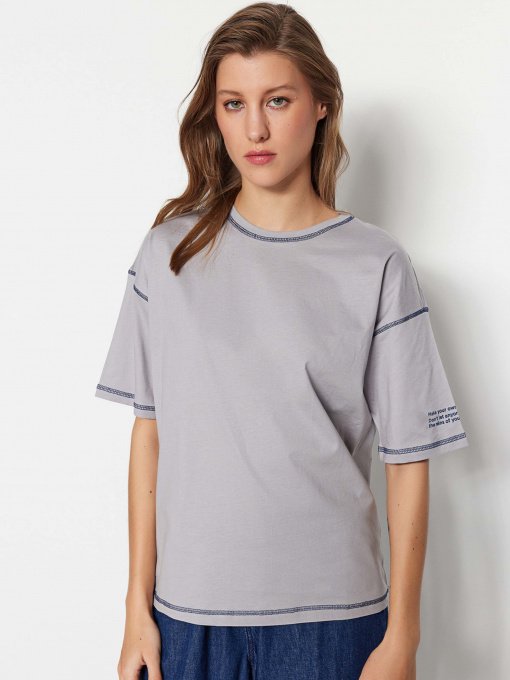 Футболка Trendyol модель TWOSS23TS00105/Gri Фото