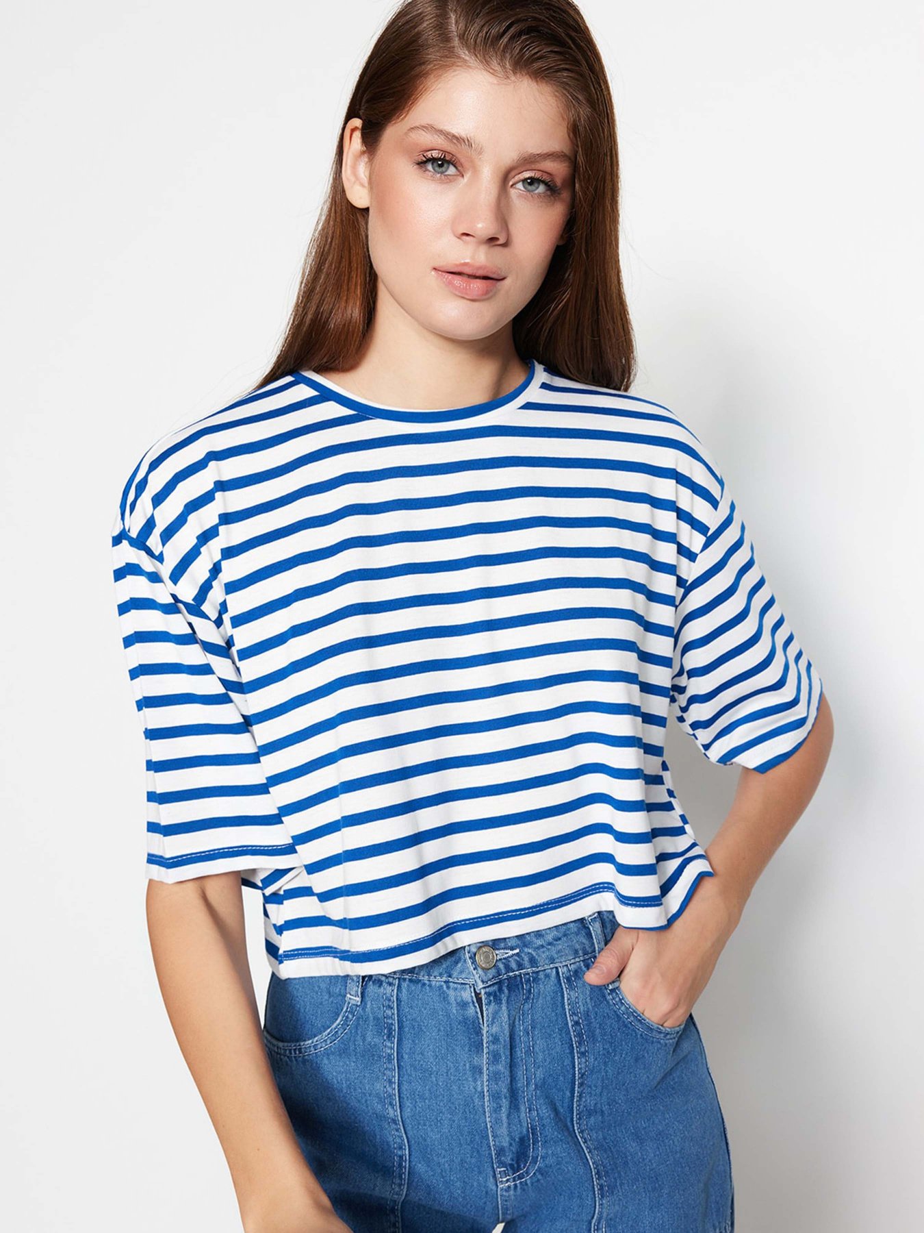 Футболка Trendyol модель TWOSS23TS00136/Lacivert Фото