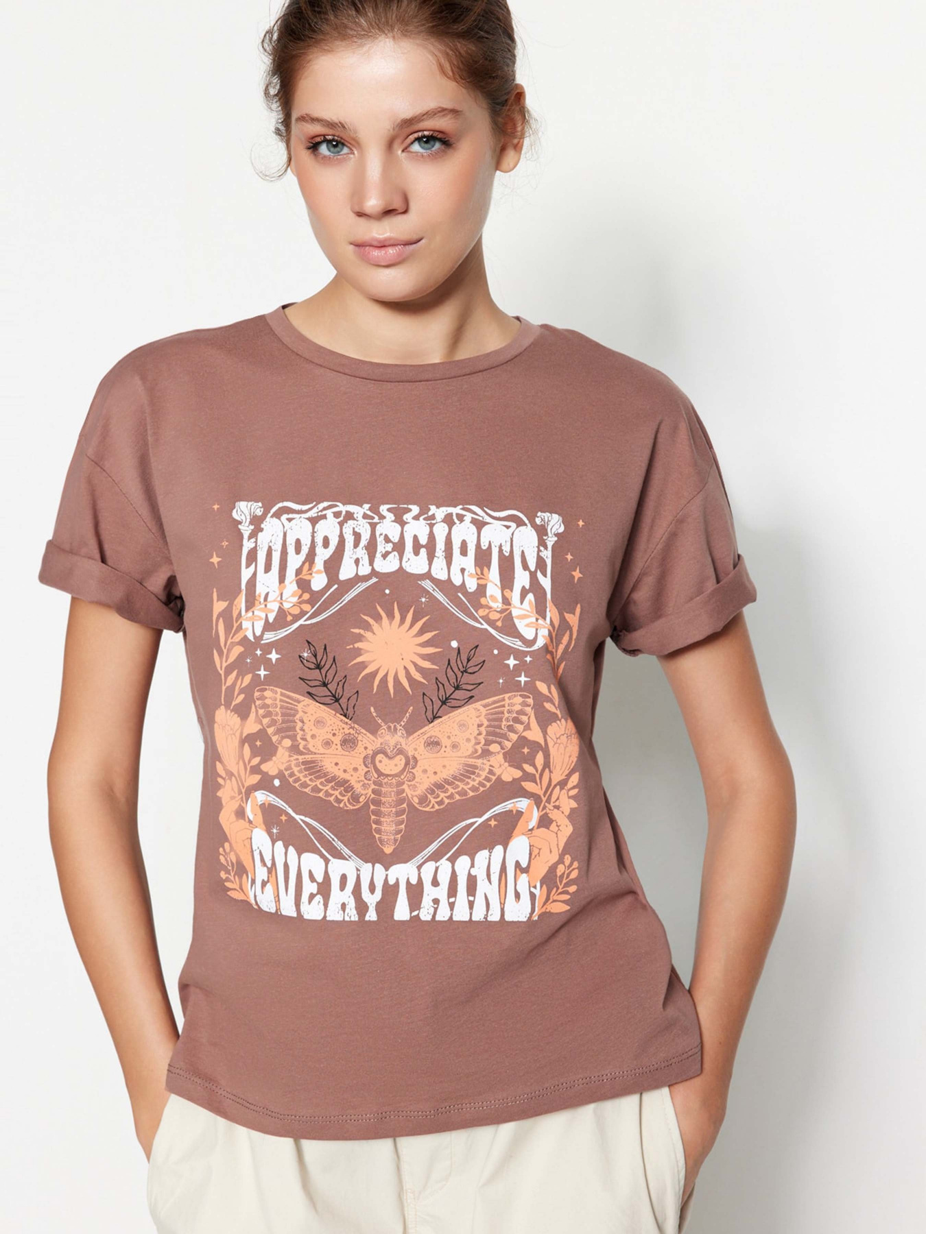 Футболка Trendyol модель TWOSS23TS00140/Kahverengi Фото