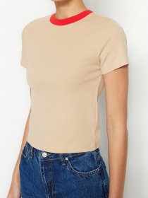 Футболка Trendyol модель TWOSS23TS00230/Bej Фото