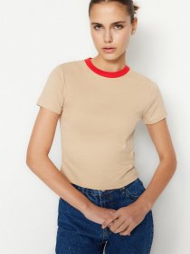 Футболка Trendyol модель TWOSS23TS00230/Bej Фото
